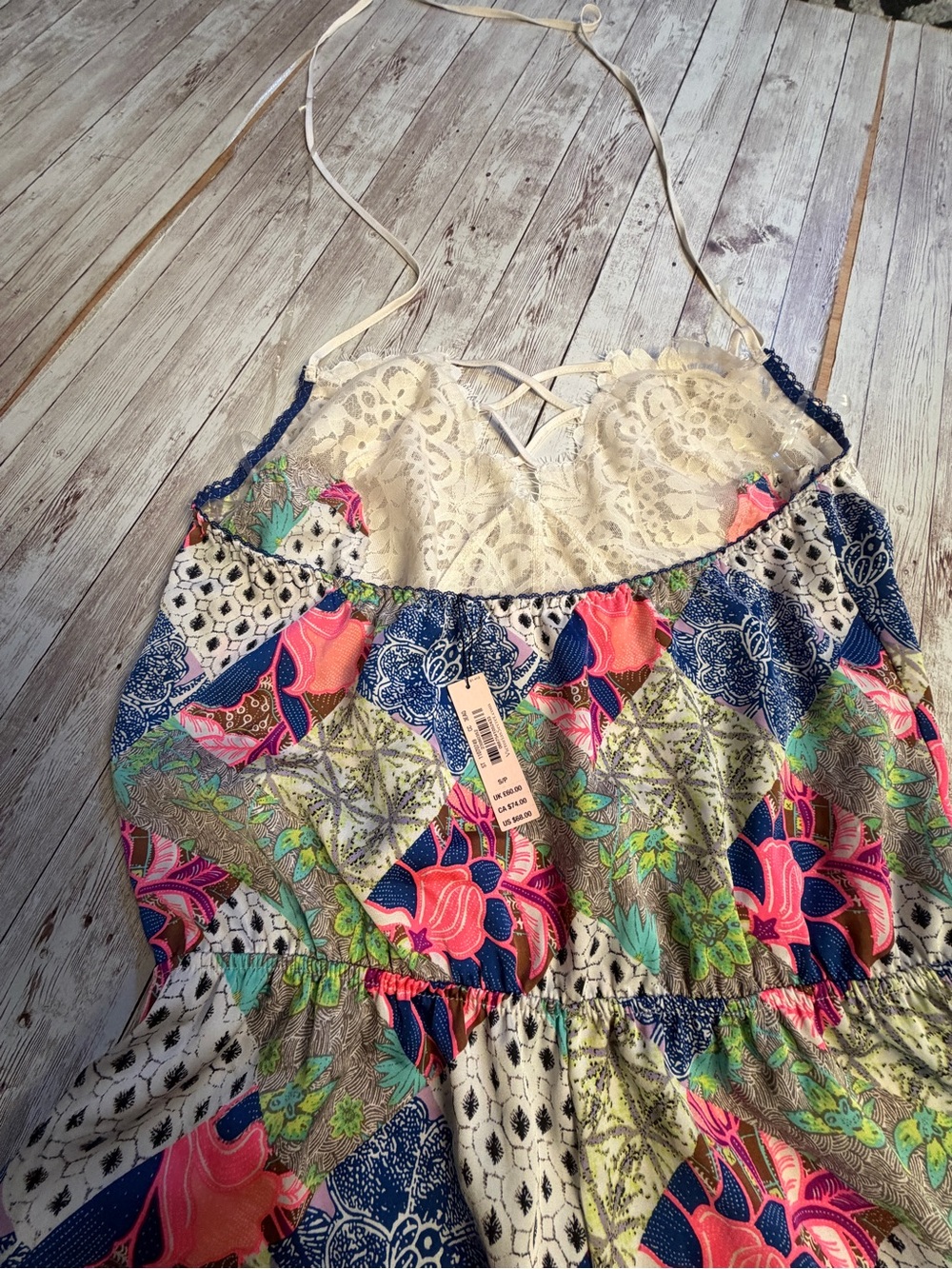 Victoria's Secret White Lace Bustier Chemise with Multi-Color Floral Print - Picture 3 of 5